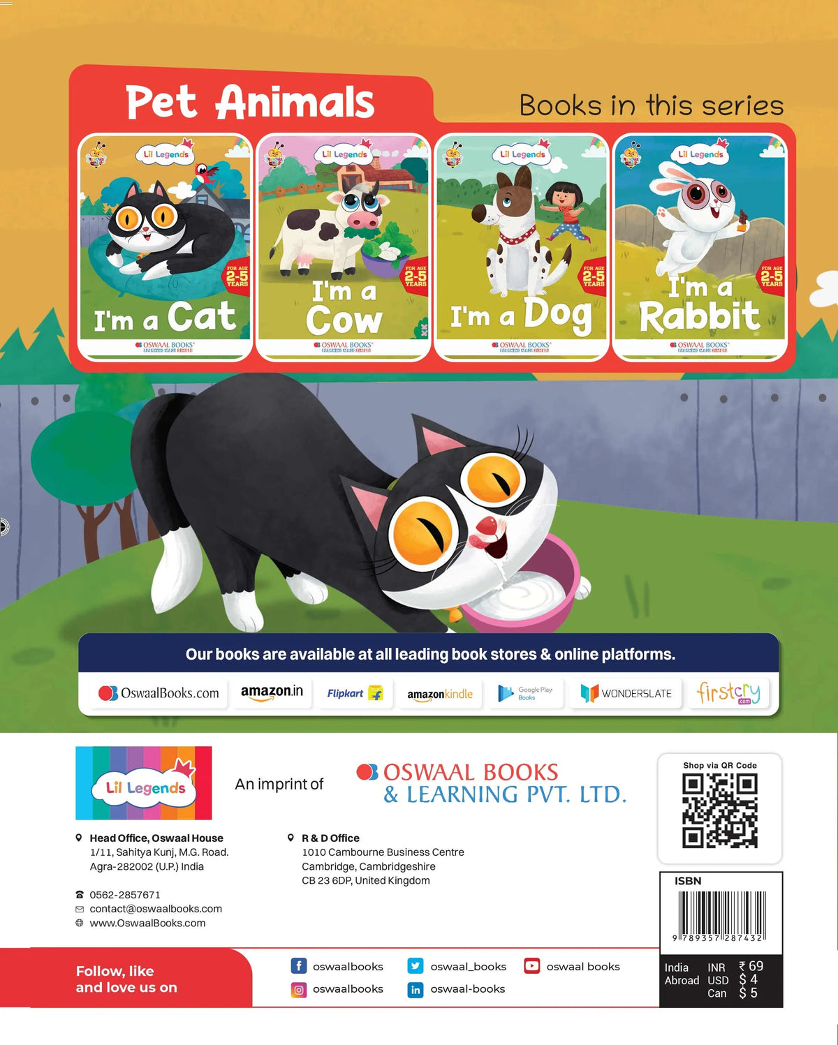 Lil Legends Know me Series, I am a CAT/Fascinating Animal Book- Pet Animal, Exciting Illustrated Book for kids, Age 2+ - Oswaal Books