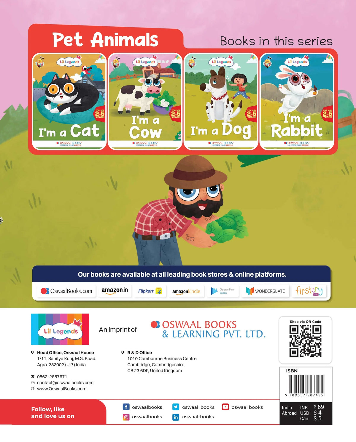 Lil Legends Know me Series, I am a Cow/ Fascinating Animal Book- Pet Animal, Exciting Illustrated Book for kids, Age 2+ - Oswaal Books