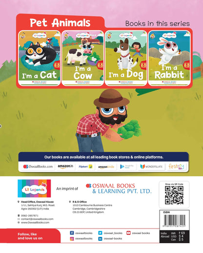 Lil Legends Know me Series, I am a Cow/ Fascinating Animal Book- Pet Animal, Exciting Illustrated Book for kids, Age 2+ - Oswaal Books