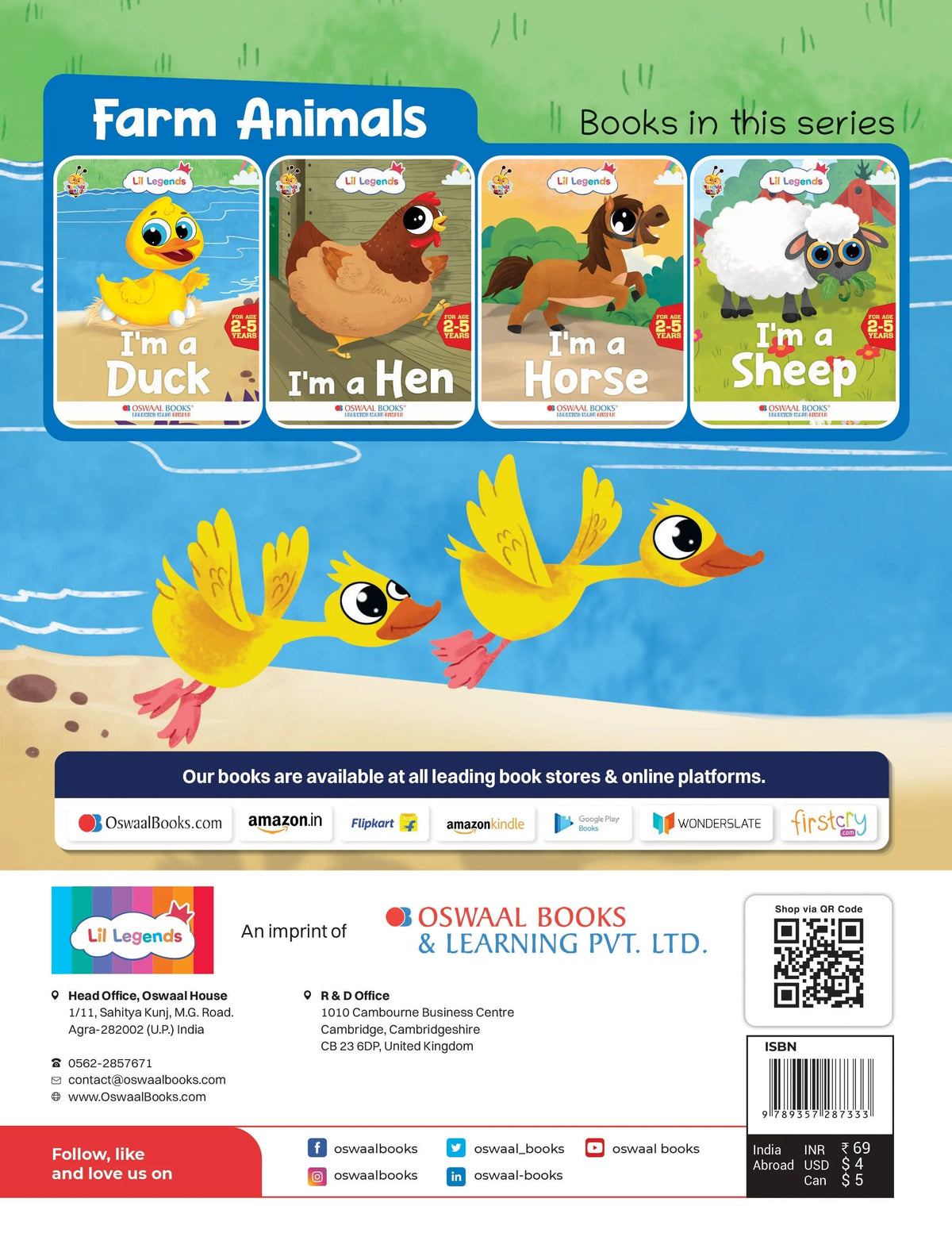 Lil Legends Know me Series, I am a Duck/ Fascinating Animal Book-  Farm Animal, Exciting Illustrated Book for kids, Age 2+ - Oswaal Books