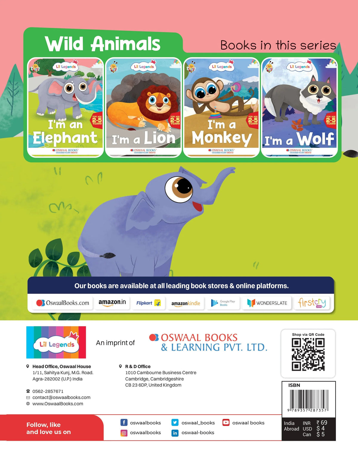 Lil Legends Know me Series, I am an Elephant/Fascinating Animal Book- Wild Animal, Exciting Illustrated Book for kids, Age 2+ - Oswaal Books
