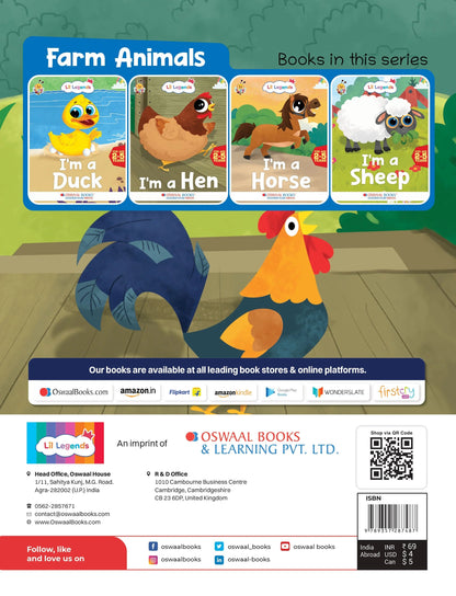 Lil Legends Know me Series, I am a Hen/Fascinating Animal Book- Farm Animal, Exciting Illustrated Book for kids, Age 2+ - Oswaal Books