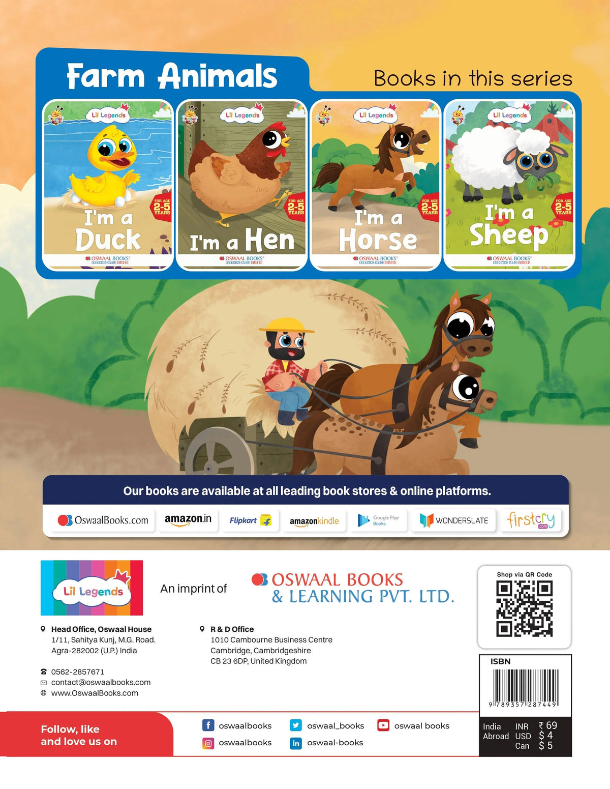 Lil Legends Know me Series, I am a Horse/ Fascinating Animal Book- Farm Animal, Exciting Illustrated Book for kids, Age 2+ - Oswaal Books