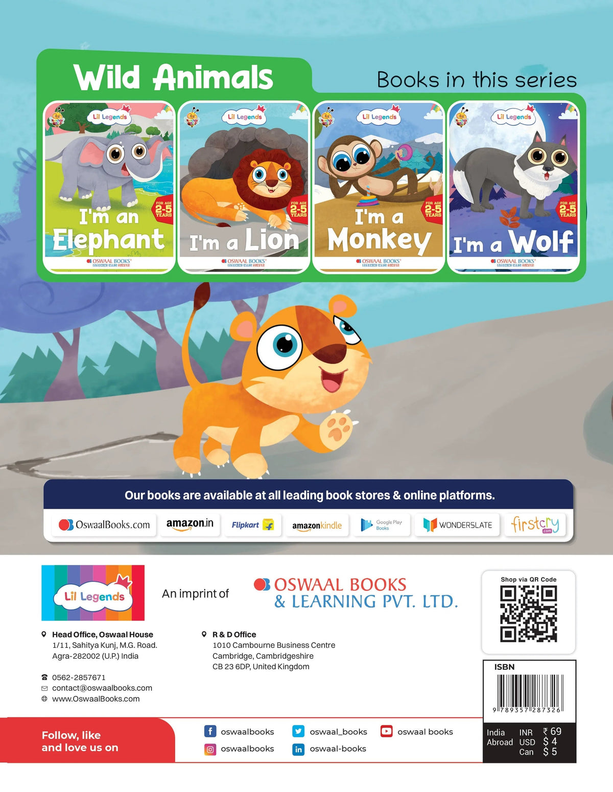 Lil Legends Know me Series, I am a Lion /Fascinating Animal Book-  Wild Animal, Exciting Illustrated Book for kids, Age 2+ - Oswaal Books