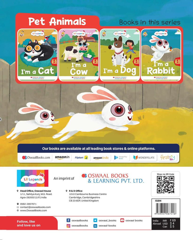 Lil Legends Fascinating Animal Book , RABBIT- A Pet Animal, Exciting Illustrated Book for kids, Age 2+ Oswaal Books and Learning Private Limited