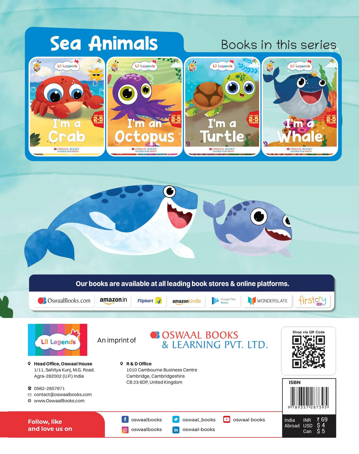 Lil Legends Know me Series, I am a Whale/Fascinating Animal Book-  Sea Animal, Exciting Illustrated Book for kids, Age 2+ - Oswaal Books