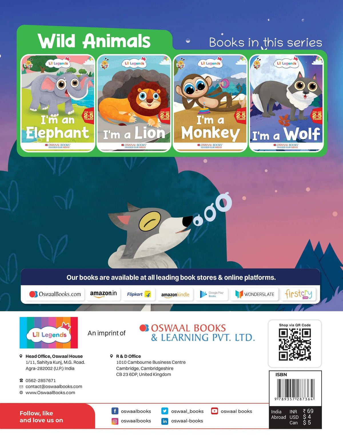 Lil Legends Know me Series, I am a Wolf/ Fascinating Animal Book-Wild Animal, Exciting Illustrated Book for kids, Age 2+ - Oswaal Books