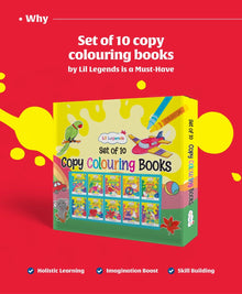 Lil Legends Gift Set: Boxset of 10 Copy Colouring Books for Kids | Learn About Vegetables, Transport, Shapes, Numbers 1-10, Fruits, Flowers, Clothes, Birds, Animals, English Alphabet Oswaal Books and Learning Private Limited