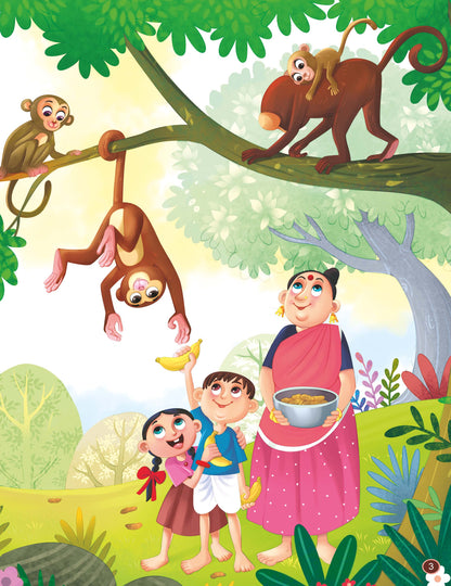 Short Illustrated Panchtantra Stories for Kids 2+ | The Monkey and the Wedge | Lil Legends by Oswaal Books - Oswaal Books