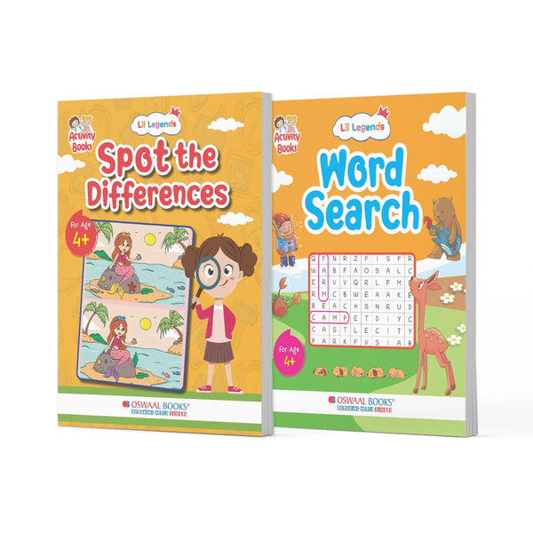 Lil Legends Interactive Learning Book Set of 2 | Spot the Difference & Word Search Puzzle Combo | For Kids Ages 4+