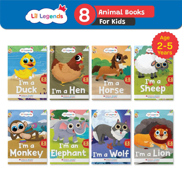 Lil Legends Know me Series, Fascinating Farm & Wild Animal Books (DUCK, HEN, HORSE, SHEEP, ELEPHANT, LION, MONKEY and WOLF) (Set of 08 Books) Exciting Illustrated Books for kids, Age 2+