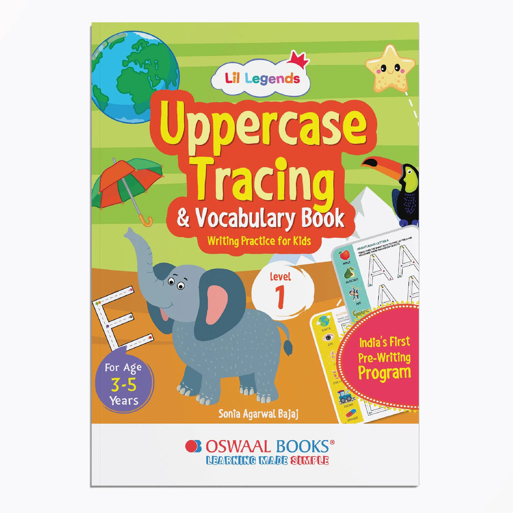 Lil Legends Uppercase Tracing & Vocabulary Writing Practice Book for Kids, Level-1 | Age- 3 to 5 Years| Oswaal Books and Learning Private Limited