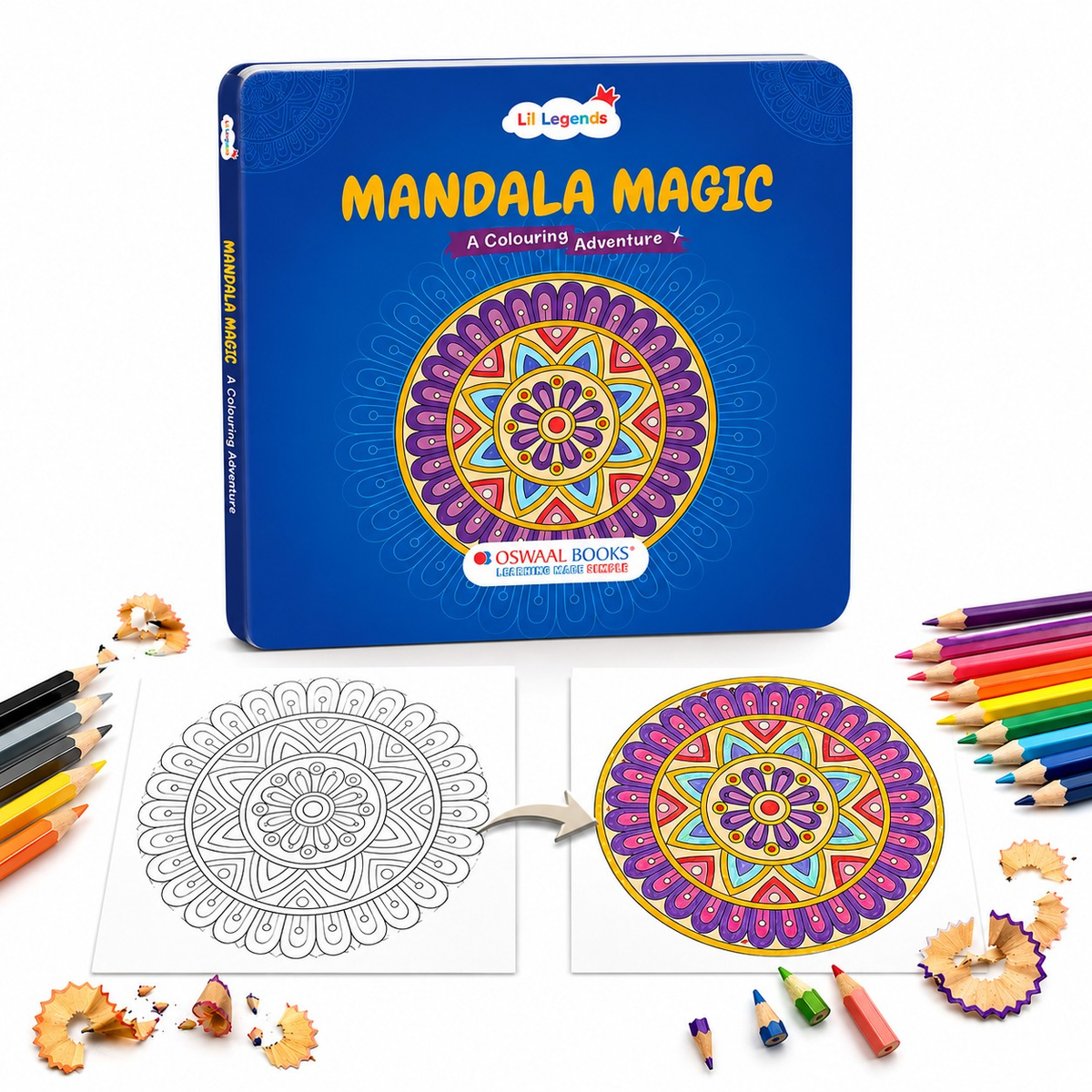 Lil Legends Mandala Magic Colouring Book for Kids & Adults | Bold Mandala Designs | Focus, Fine Motor Skills & Mindfulness | Calming Activity Book | Age 5+