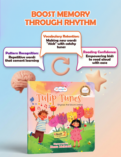 Lil Legends Tulip Tunes, Rhymes That Bloom Smiles Book 1 | Poem Book for Kids | Phonemic Awareness, Reading Readiness and Fun Activities | For Age 3+