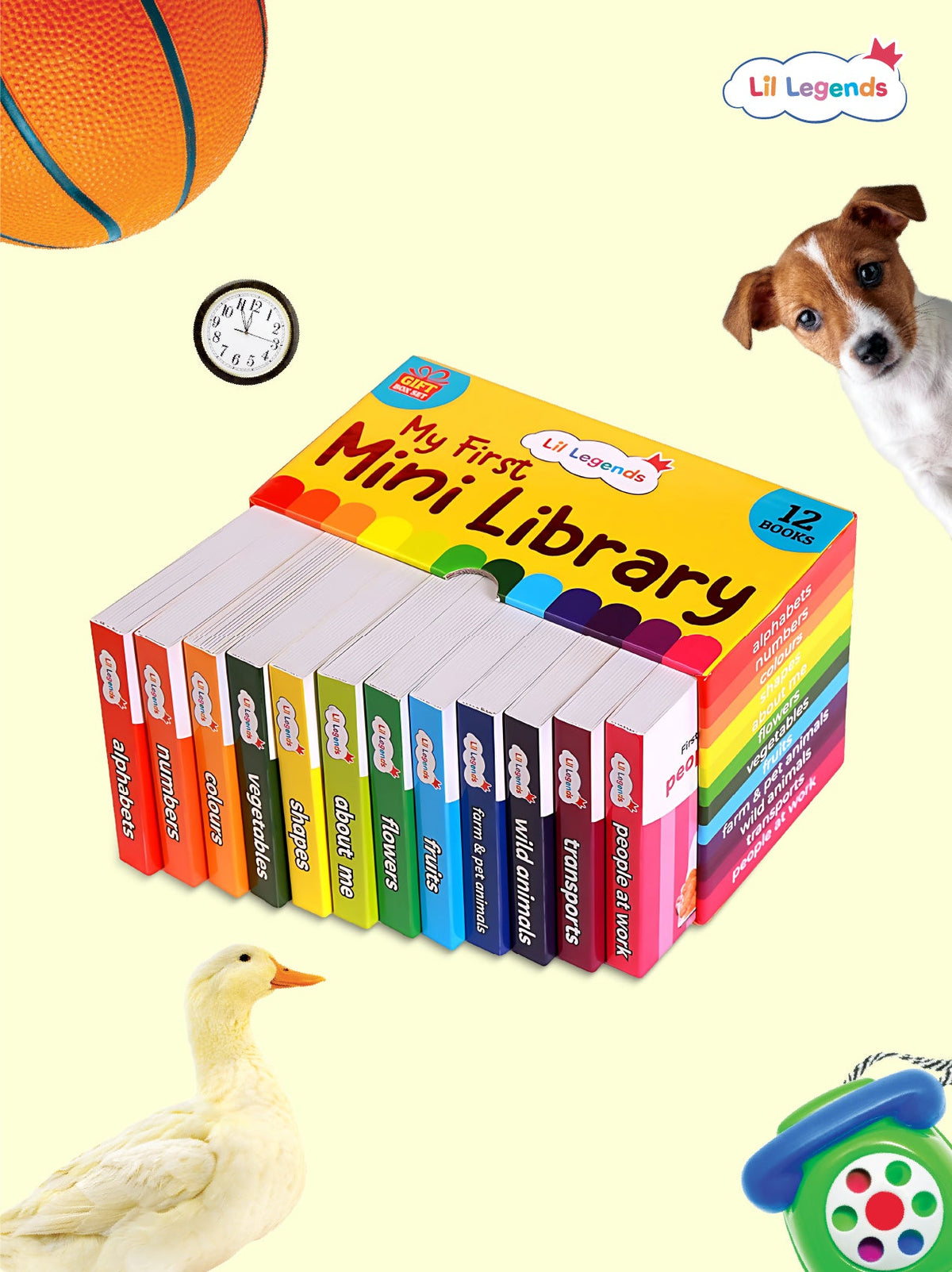 Mini Library Box Set â€“ 12 Durable Board Books for Toddlers | Early Learning Concepts Like Alphabet, Numbers, Colours, Animals & More | Tear-Resistant | Perfect for Ages 0â€“4 - Oswaal Books