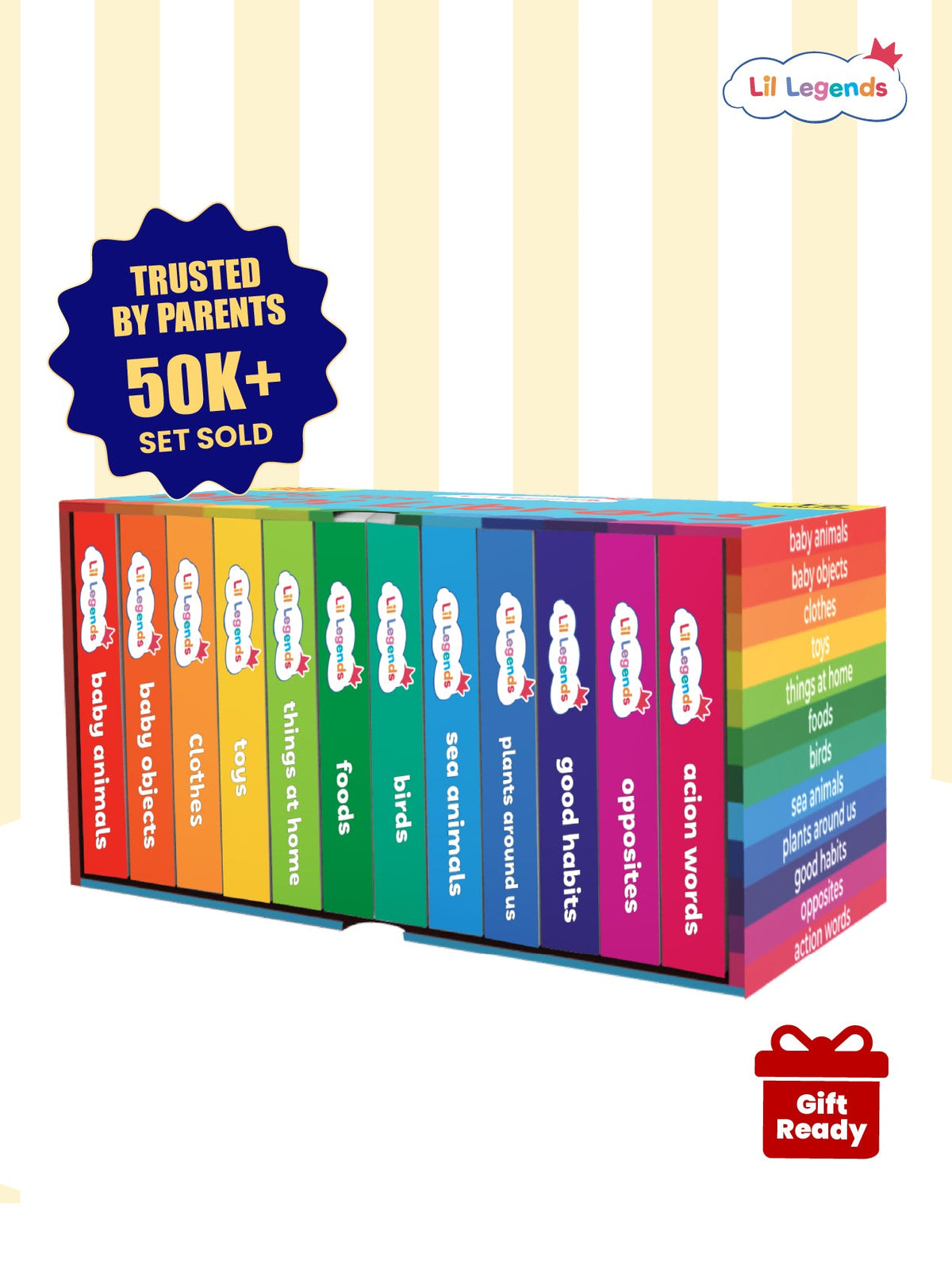 Mini Library Box Set â€“ 12 Durable Board Books for Toddlers | Real-World Concepts Like Baby Animals, Foods, Good Habits, Opposites & More | Tear-Resistant | Perfect for Ages 0â€“4 - Oswaal Books