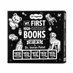 Lil Legends My First High Contrast Books Slipcase Set of 5 - Animals, Toys and More | Black and White Pictures, Visual Stimulation, Brain Development | For Infants/Toddlers | Age 0-12 Months