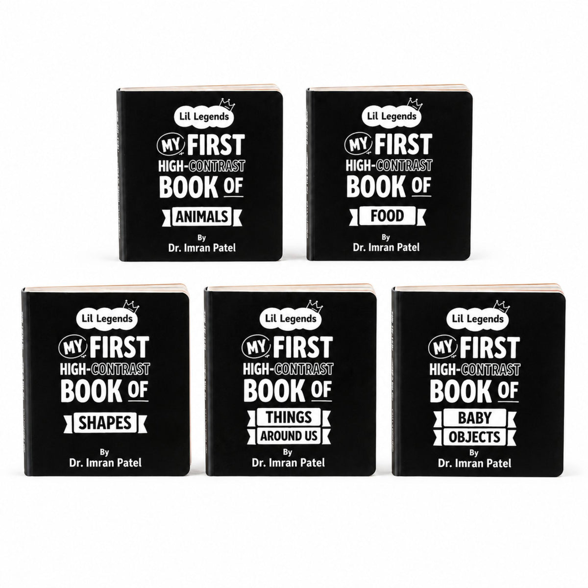 Lil Legends My First High Contrast Books Slipcase Set of 5 - Animals, Toys and More | Black and White Pictures, Visual Stimulation, Brain Development | For Infants/Toddlers | Age 0-12 Months