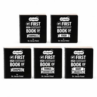Lil Legends My First High Contrast Books Slipcase Set of 5 - Animals, Toys and More | Black and White Pictures, Visual Stimulation, Brain Development | For Infants/Toddlers | Age 0-12 Months