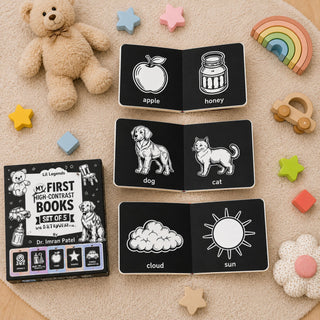 Lil Legends My First High Contrast Books Slipcase Set of 5 - Animals, Toys and More | Black and White Pictures, Visual Stimulation, Brain Development | For Infants/Toddlers | Age 0-12 Months
