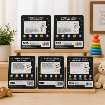 Lil Legends My First High Contrast Books Slipcase Set of 5 - Animals, Toys and More | Black and White Pictures, Visual Stimulation, Brain Development | For Infants/Toddlers | Age 0-12 Months