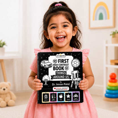 Lil Legends My First High Contrast Books Slipcase Set of 5 - Animals, Toys and More | Black and White Pictures, Visual Stimulation, Brain Development | For Infants/Toddlers | Age 0-12 Months