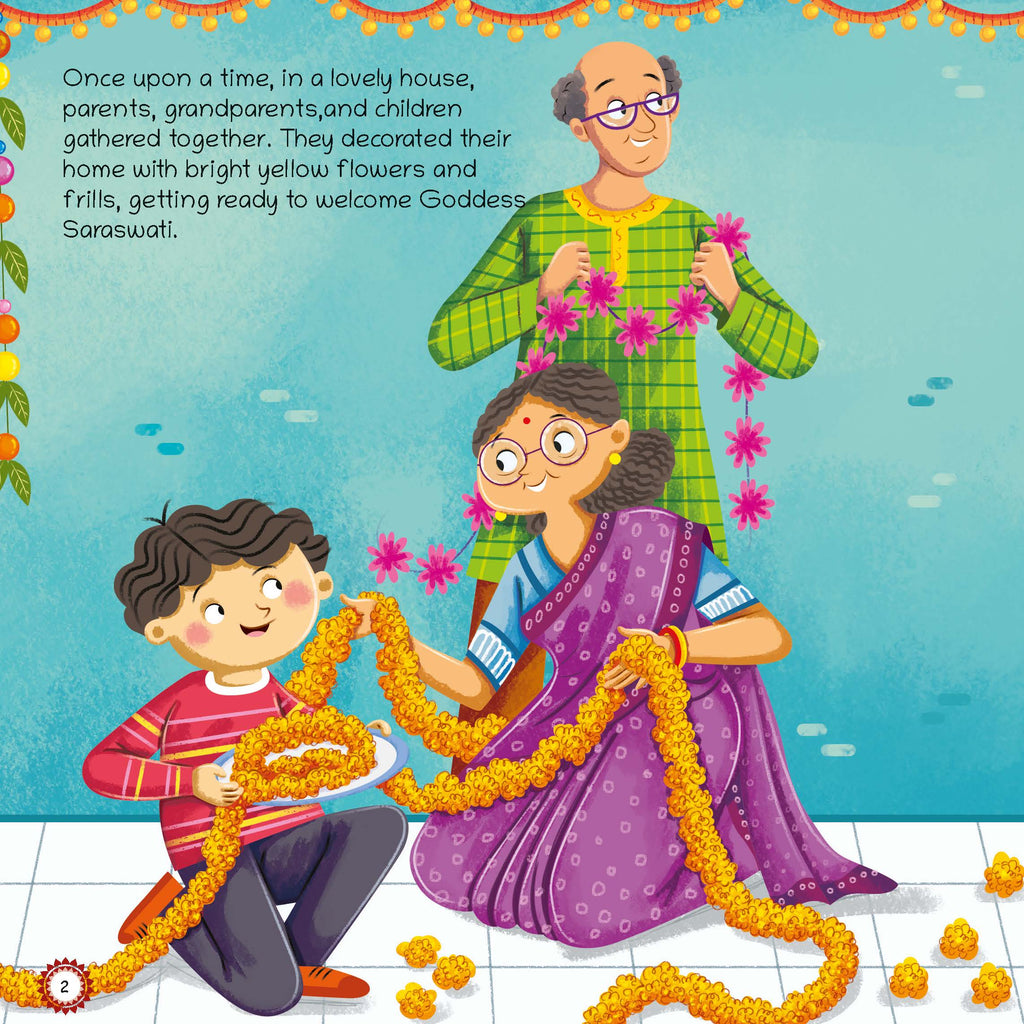 Mythological stories- Illustrated Board Book Saraswati, An Enchanting story from Indian Mythology for Kids, Age 3+ Oswaal Books and Learning Private Limited