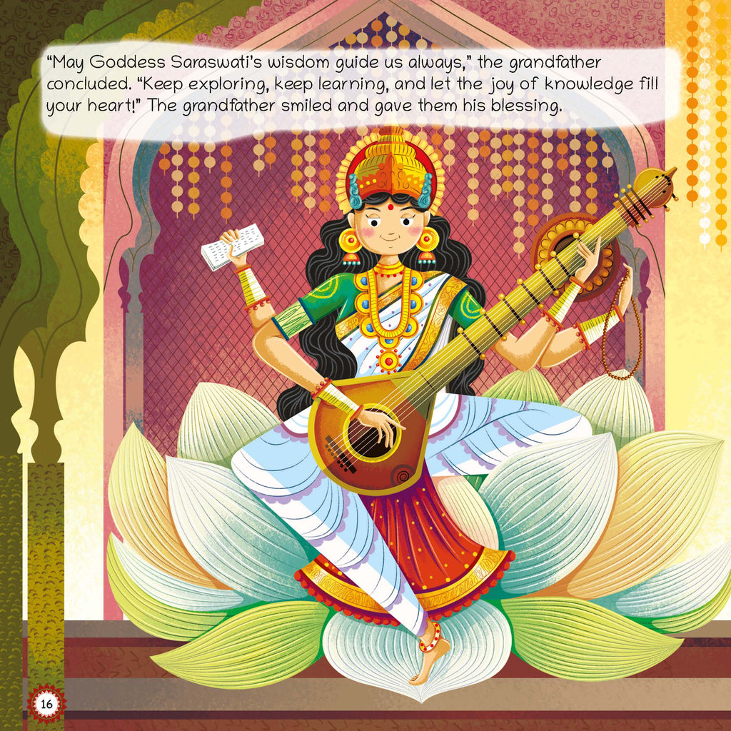 Mythological stories- Illustrated Board Book Saraswati, An Enchanting story from Indian Mythology for Kids, Age 3+ Oswaal Books and Learning Private Limited