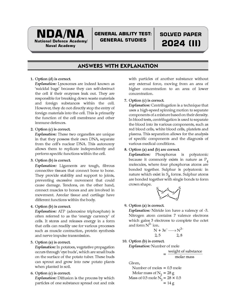 NDA-NA (NATIONAL DEFENCE ACADEMY/NAVAL ACADEMY) 11 Years' Chapter-wise & Topic-wise Solved Papers 2014-2024 (II) | General Ability Test: General Studies | For 2025 Exam Oswaal Books and Learning Private Limited