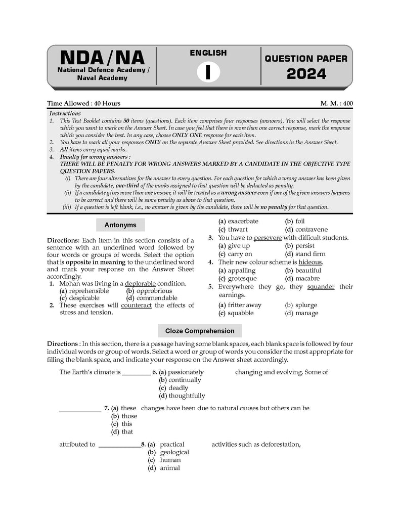 NDA-NA (NATIONAL DEFENCE ACADEMY/NAVAL ACADEMY) Chapter-wise & Topic-wise 11 Years' Solved Papers (2014-2024) English, General Studies, Mathematics (Set of 3 Books) For 2024-25 Exam Oswaal Books and Learning Private Limited