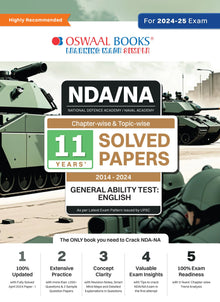 NDA-NA (NATIONAL DEFENCE ACADEMY/NAVAL ACADEMY) Chapter-wise & Topic-wise 11 Years' Solved Papers (2014-2024) General Ability Test | English For 2024-25 Exam Oswaal Books and Learning Private Limited