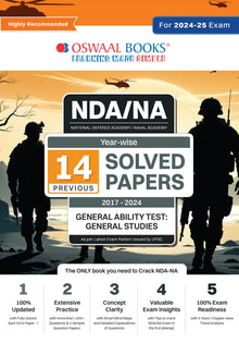 NDA-NA (NATIONAL DEFENCE ACADEMY/NAVAL ACADEMY) Yearwise 14 Previous Solved Papers (2017-2024) General Ability Test | General Studies | For 2024-25 Exam Oswaal Books and Learning Private Limited