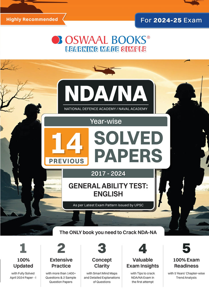 NDA-NA (NATIONAL DEFENCE ACADEMY/NAVAL ACADEMY) Yearwise 14 Previous Solved Papers (2017-2024) | General Ability Test | English For 2024-25 Exam Oswaal Books and Learning Private Limited