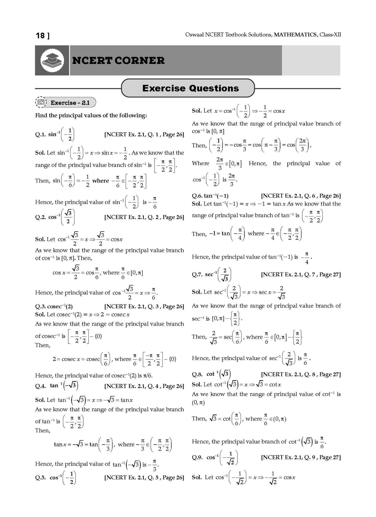 NCERT Textbook Solutions Class 12 | Physics | Chemistry | Mathematics | Set Of 3 Books | For Latest Exam Oswaal Books and Learning Private Limited
