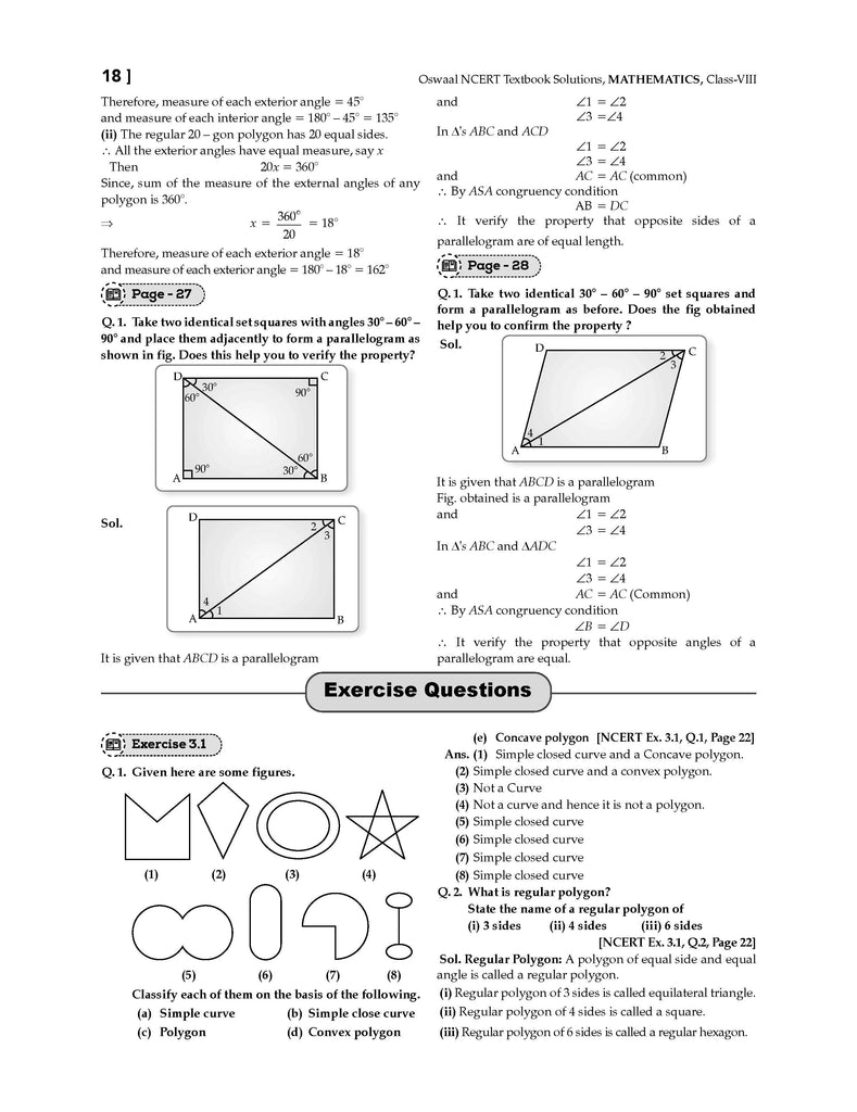 NCERT Textbook Solutions - Class 8 Mathematics | For Latest Exam Oswaal Books and Learning Private Limited