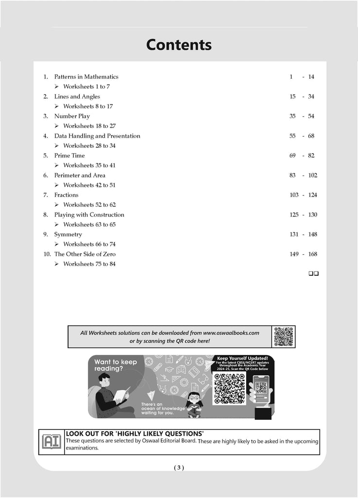 NCERT & CBSE ONE FOR ALL WORKBOOK Mathematics (Ganita Prakash) Class-6 Oswaal Books and Learning Private Limited