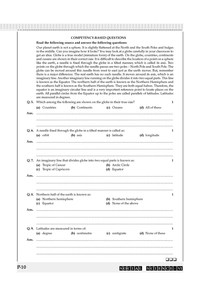 NCERT & CBSE ONE FOR ALL WORKBOOK Social Science (Exploring Society India and Beyond) Class-6 Oswaal Books