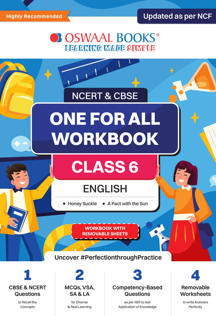 NCERT & CBSE One for all Workbook  | English | Class 6 | Updated as per NCF | MCQ's | VSA | SA | LA | For Latest Exam Oswaal Books and Learning Private Limited