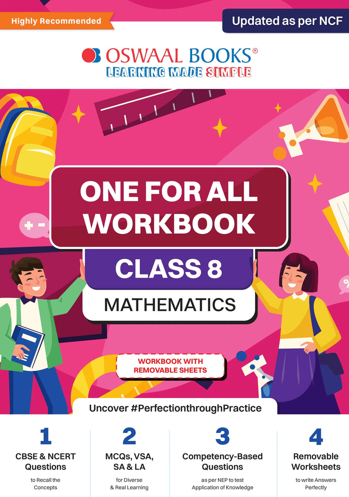NCERT & CBSE One for all Workbook  | Mathematics | Class 8 | Updated as per NCF | MCQ's | VSA | SA | LA | For Latest Exam Oswaal Books and Learning Private Limited