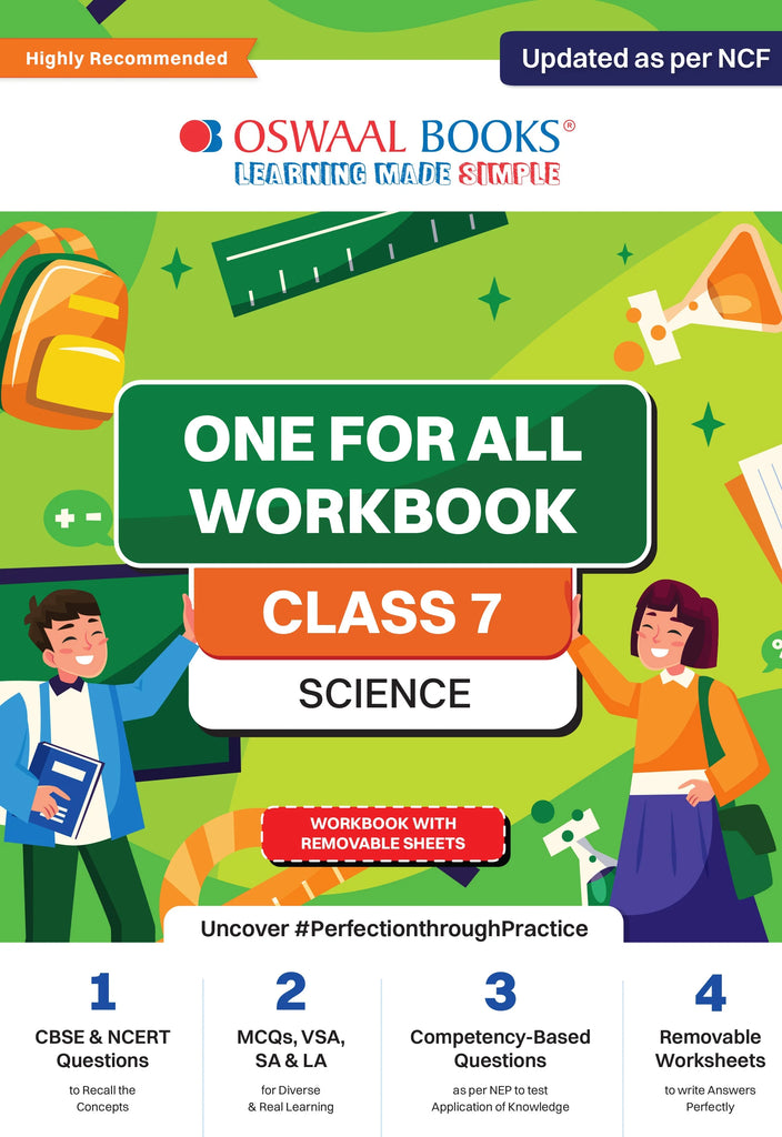 NCERT & CBSE One for all Workbook  | Science | Class 7 | Updated as per NCF | MCQ's | VSA | SA | LA | For Latest Exam Oswaal Books and Learning Private Limited