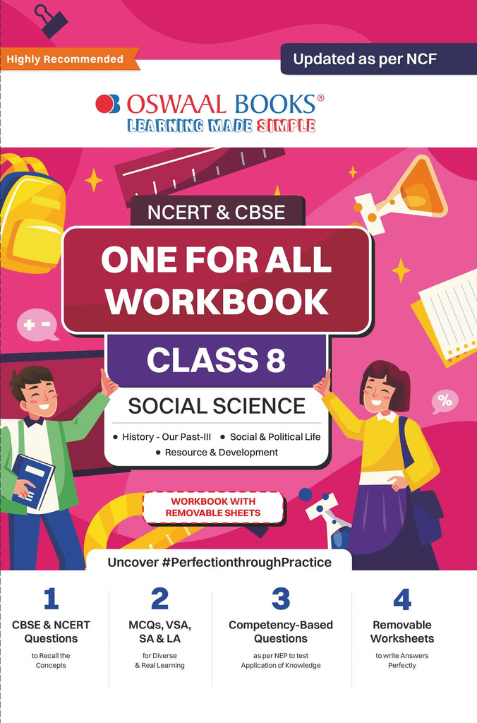 NCERT & CBSE One for all Workbook  | Social Science | Class 8 | Updated as per NCF | MCQ's | VSA | SA | LA | For Latest Exam Oswaal Books and Learning Private Limited