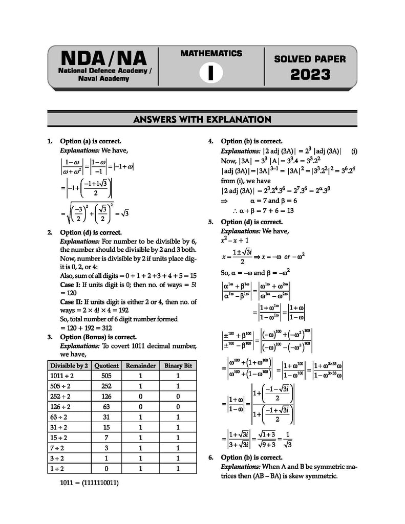 NDA-NA Previous Years  12 Solved Question Papers Mathematics (2017-2023) For 2024 Exam Oswaal Books and Learning Private Limited