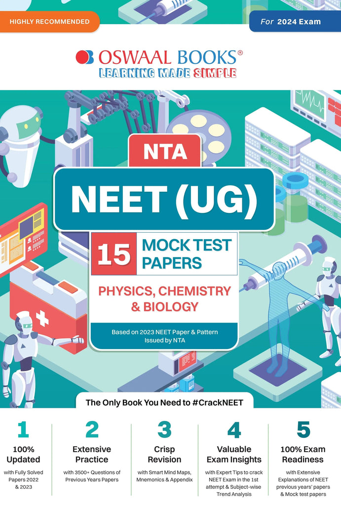NEET UG Mock Test, 15 Sample Question Papers Physics, Chemistry, Biology Book (For 2024 Exam) 