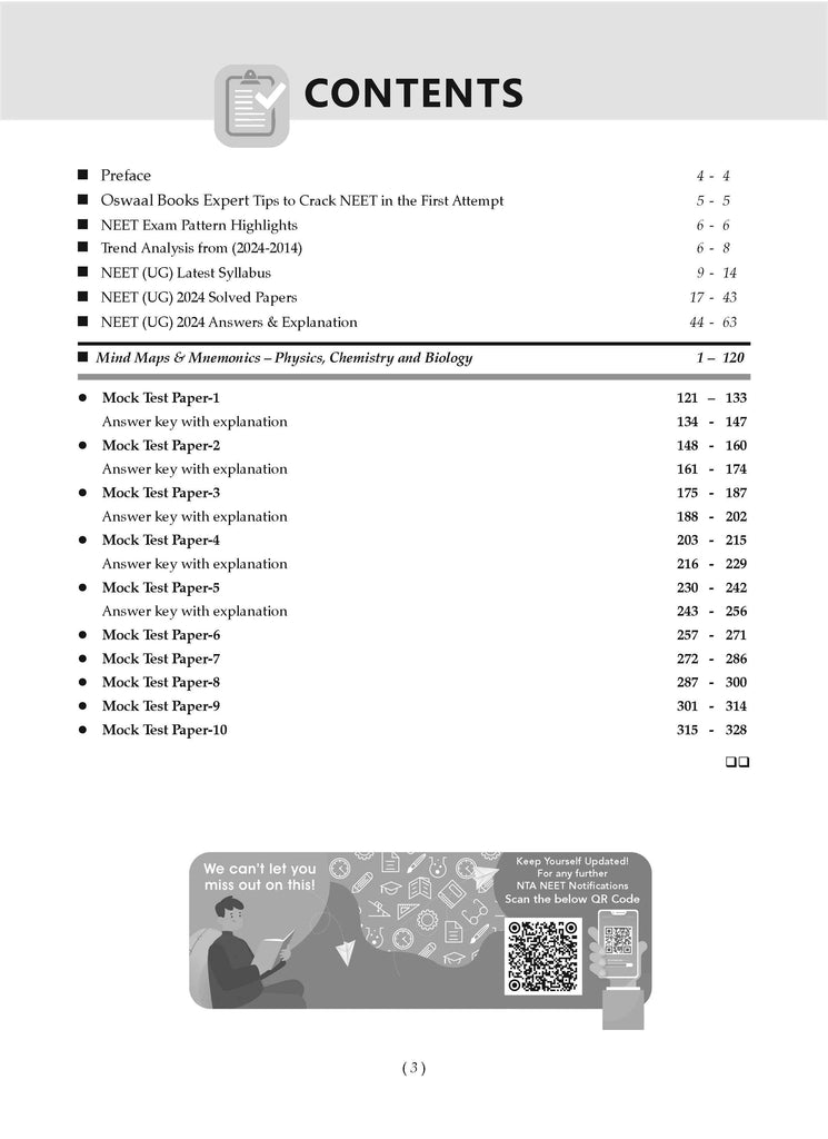 NEET (UG) 10 Mock Test Papers PHYSICS, CHEMISTRY & BIOLOGY for 2025 Exam | Based On Latest NTA Pattern Oswaal Books and Learning Private Limited