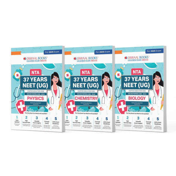NEET (UG) 37 Years' Chapter-Wise & Topic-Wise Solved Papers | Physics, Chemistry & Biology (1988-2024) | Set of 3 Books | For 2025 Exam | New Edition