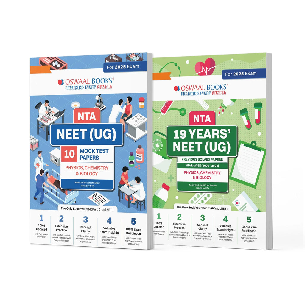 NEET (UG) Mock Test 10 Sample Question Papers+19 Years' Solved Papers (2006-2024) Physics, Chemistry, Biology Set of 2 Books (For 2025 Exam) Oswaal Books and Learning Private Limited