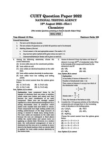 NTA CUET (UG) 10 Mock Test Sample Question Papers Chemistry | For 2024 Exams