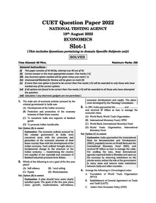 NTA CUET (UG) 10 Mock Test Sample Question Papers Economics | For 2024 Exams