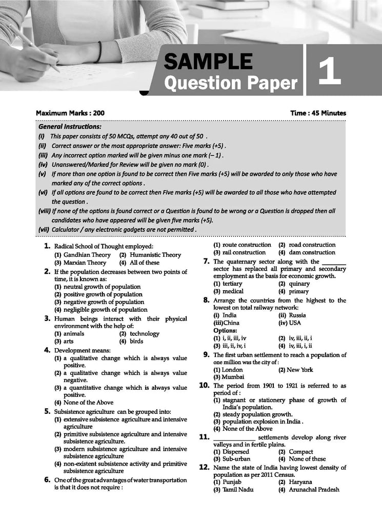 NTA CUET (UG) 10 Mock Test Sample Question Papers Geography | For 2024 Exams