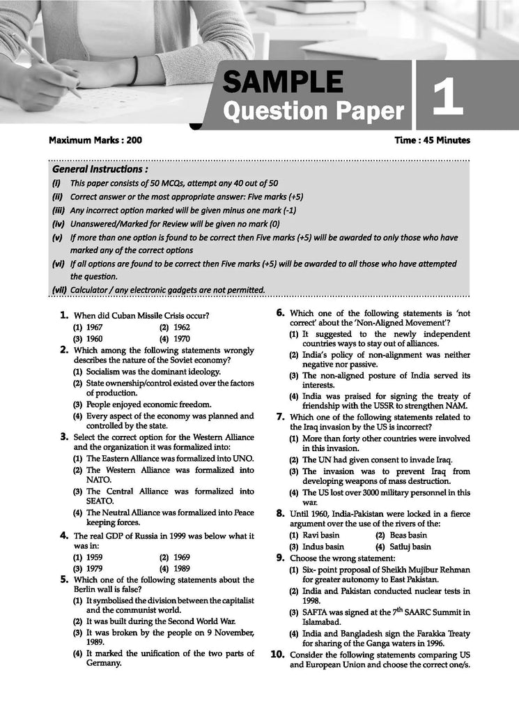 NTA CUET (UG) 10 Mock Test Sample Question Papers Political Science (2024)